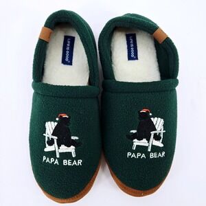 Life is Good Papa‎ Bear Mens Slippers Forest Green Fleece Cabin Shoes Size 10